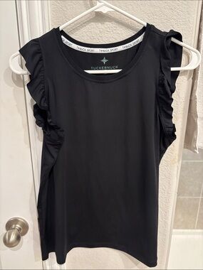 Tuckernuck Black Ruffle Sleeve Athletic Tank